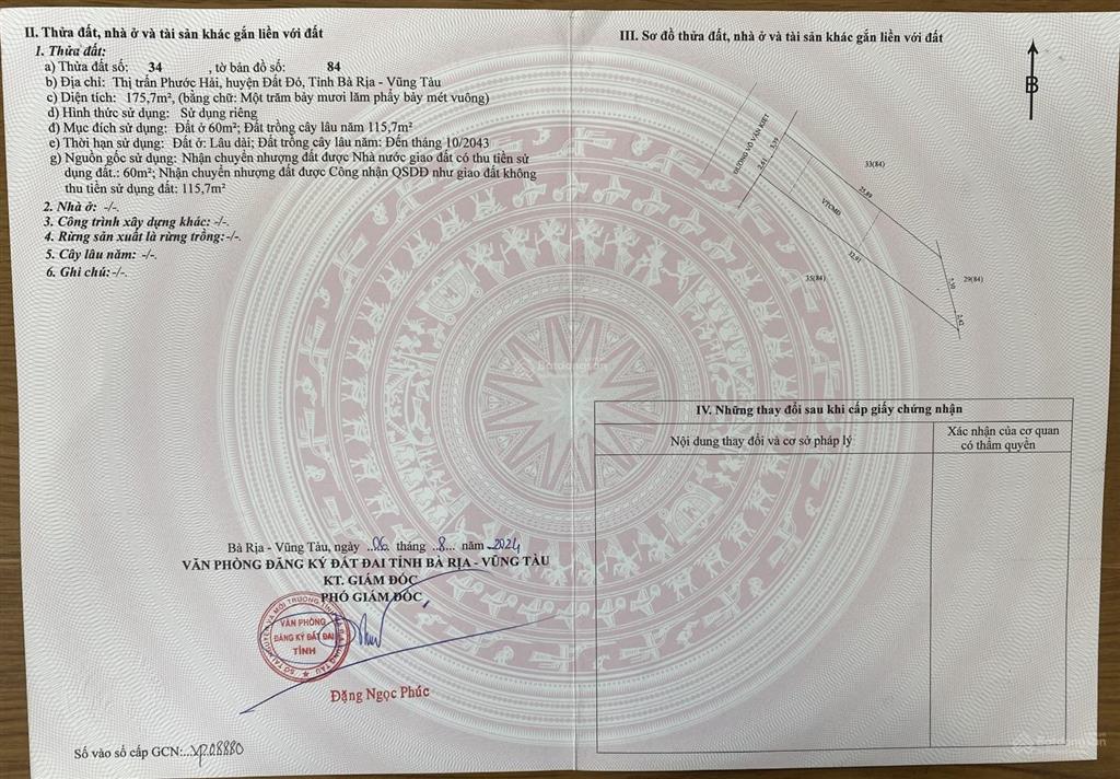 Bán đất mặt tiền đường ven biển vũng tàu  bình châu (đường 42m) cách biển phước hải 3 chỉ phút