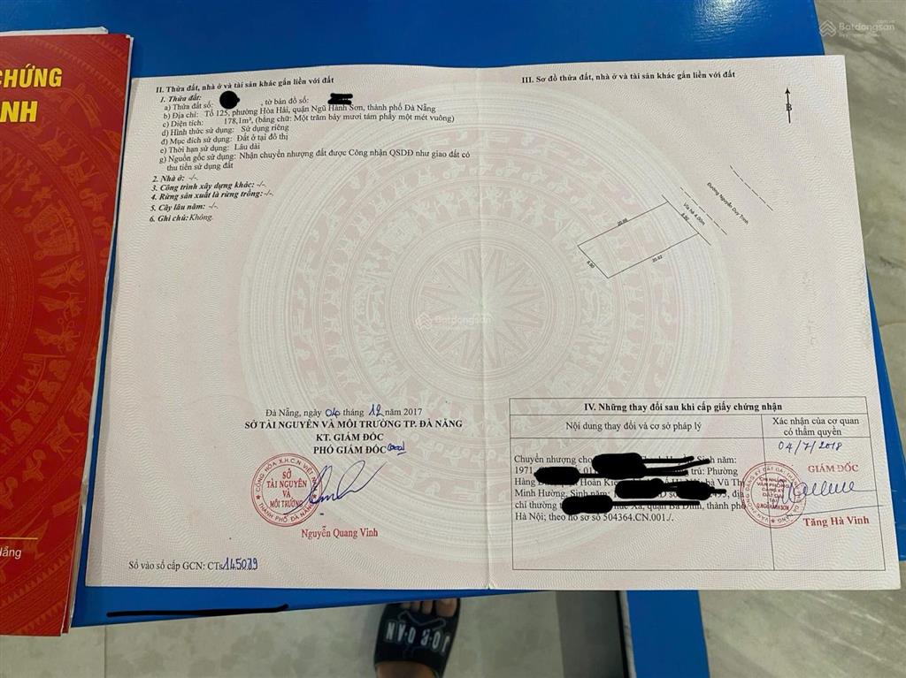 Bán mt kinh doanh, xây căn hộ đường nguyễn duy trinh, ngũ hành sơn (sát biển tân trà)