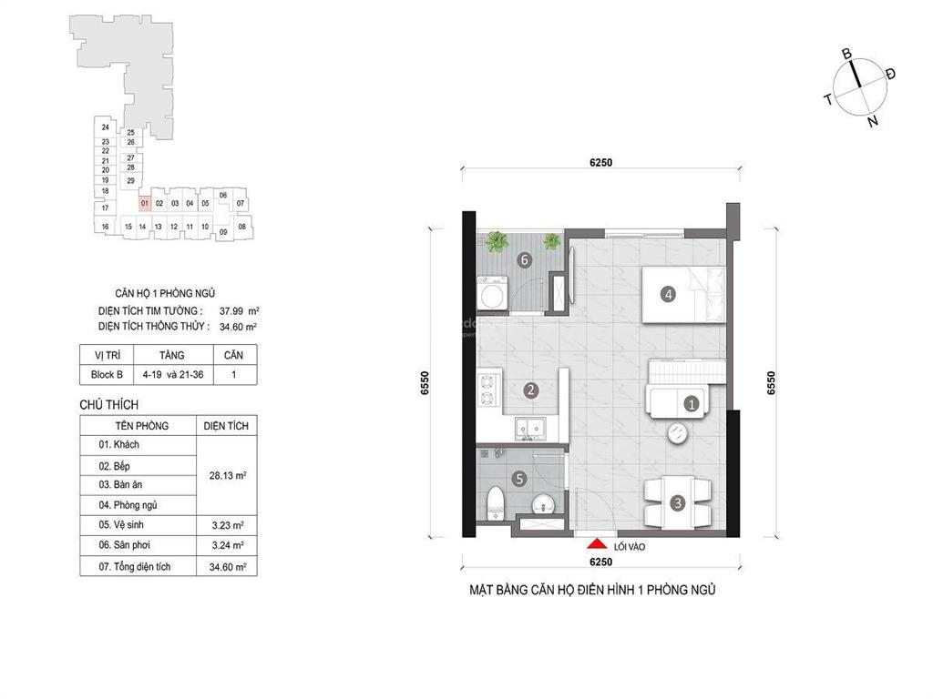 Căn duy nhất 38m2 vuông vức nên thiết kế lại được 2 pn