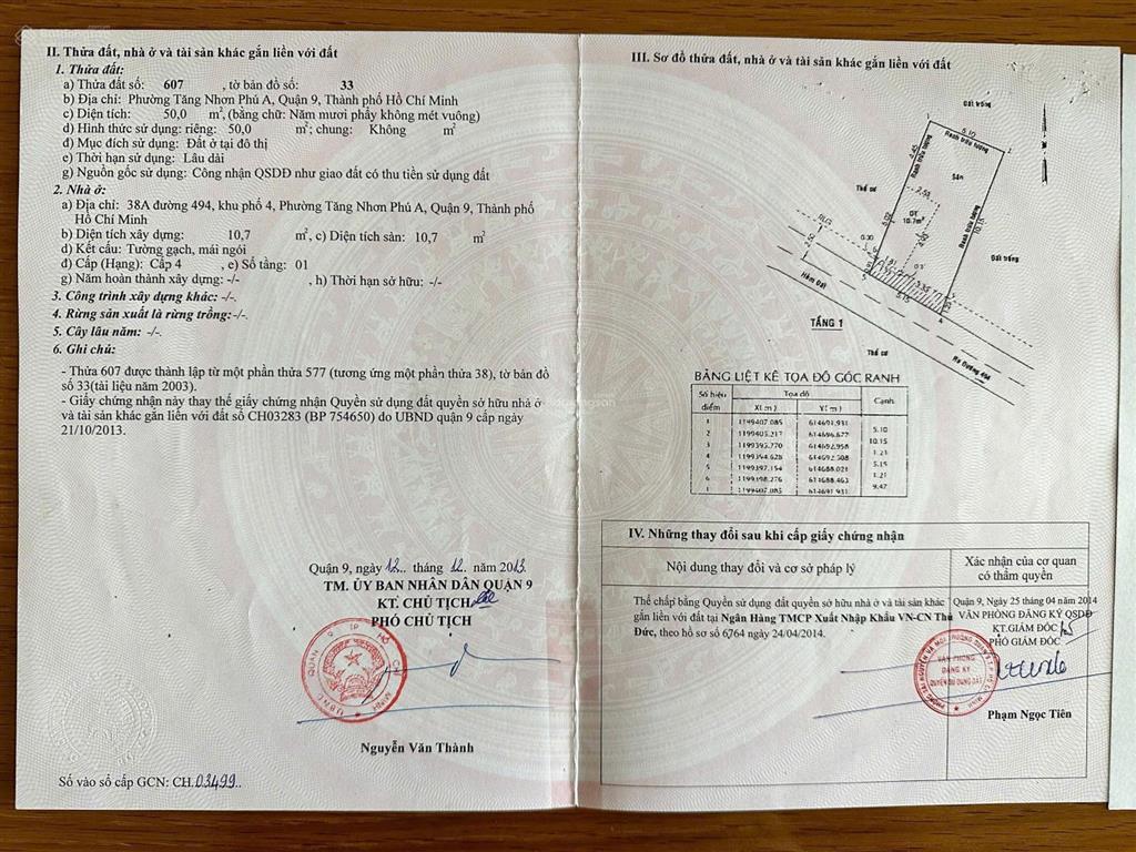 Cần bán gấp đất hẻm đường 494 tăng nhơn phú a, quận 9 dt 60m2 giá 4.85ty