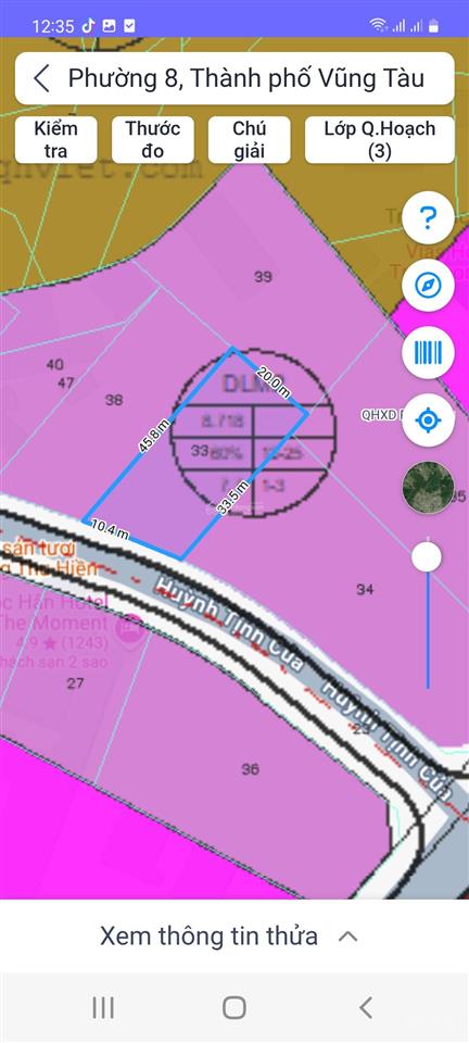 Bán đất làm khu dl nghỉ dưỡng p8 thành phố vũng tàu 838m2 (20x43m) giáp đường thùy vân giá 120 tỷ