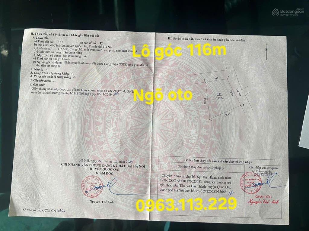 Cơ hội đầu tư lô góc 116m² trung tâm cấn hữu, sát khu đấu giá, oto vào đất, giá chỉ 3x triệu/m²