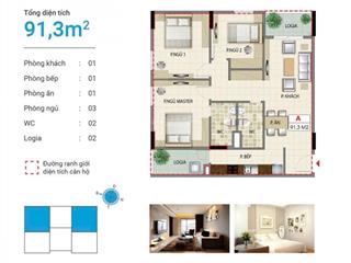 Bán cc new space 5,9 tỷ, 91m2, 3pn, 2wc, long biên, hà nội