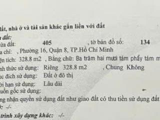Bán đất mặt tiền ngang 15mx22m, kdc an dương vương, quận 8