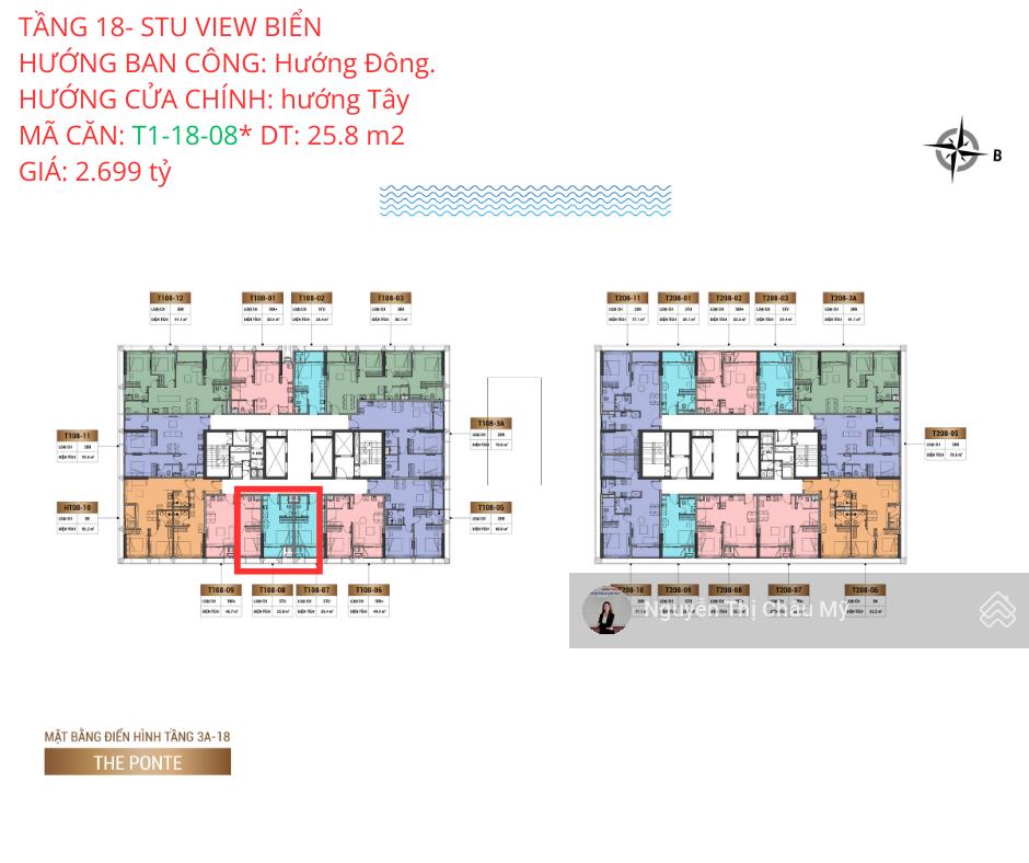 Studio tầng 18 tầng loft trần cao 5m view hướng biển the ponte ms châu mỹ