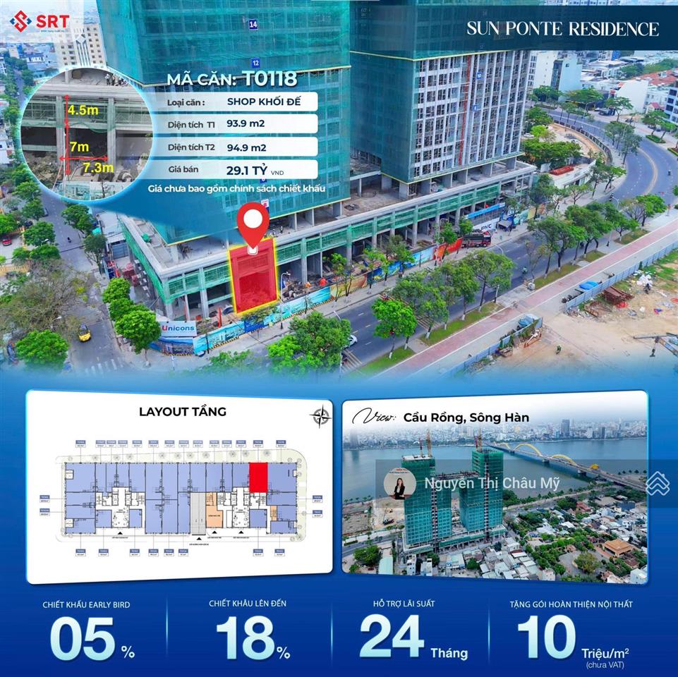 Shophouse chân đế sun ponte đà nẵng không chênh ký hđmb ngay châu mỹ srt