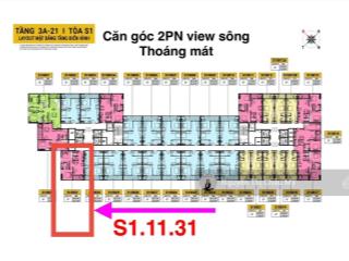 Căn góc 2br trục 31 view sông cẩm lệ tầng trung  thành phố toà s1 hàng cđt độc quyền  châu mỹ srt