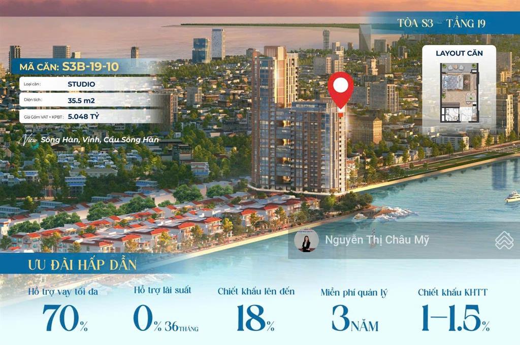 Châu mỹ srt  căn hộ studio toà s3b. 19.10  view trực diện sông hàn  giỏ hàng cđt  the symphony