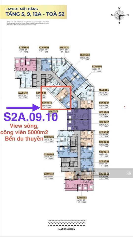 Studio tầng 09  tòa s2a  view sông hàn, công viên nhiệt đới 5000m2, bến du thuyền  ms châu mỹ