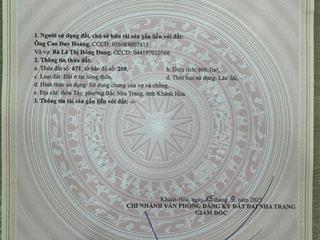 Đất bán tại thôn tây, xã vĩnh phương (cũ), khánh hòa, dt 606,1 m2 (thổ), đường 6m, giá 12 triệu/m2