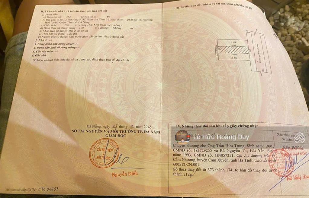 Bán đất gần dự án xây trường c1 hoà xuân đường nguyễn quang lâm.