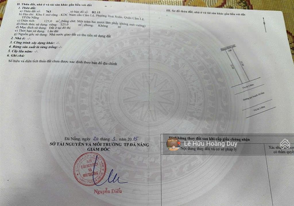 Bán đất đối diện svđ hoà xuân đường dương loan, hoà xuân.