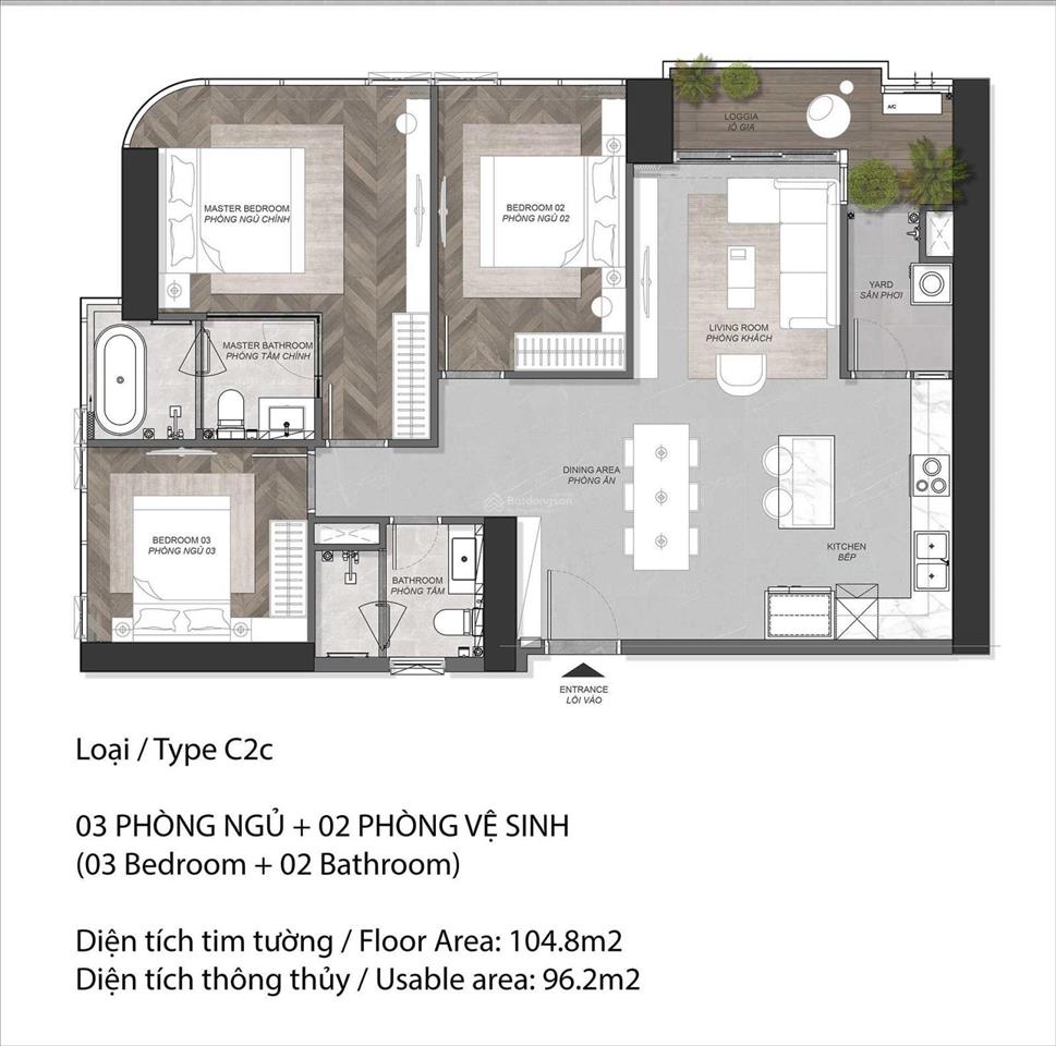 Bán căn 3pn tháp a5 dự án eaton park diện tích 104m2 view công viên và khu thể thao rạch chiếc