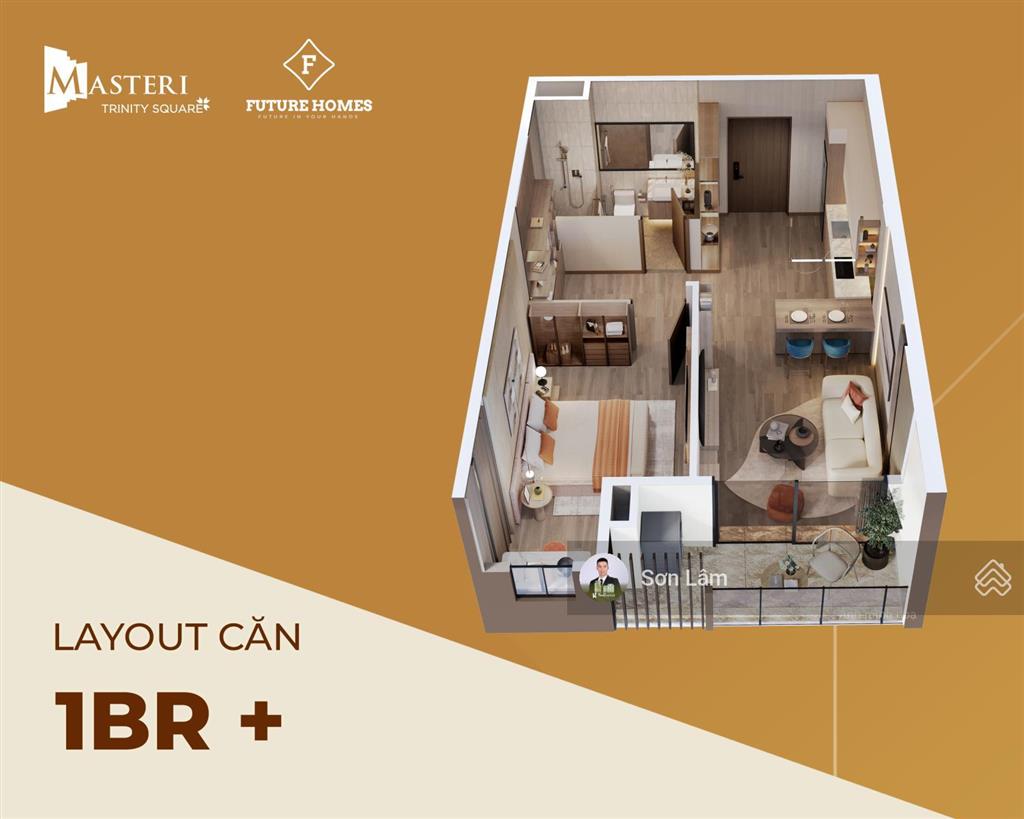 Bán căn 1 phòng ngủ 40m2 chung cư trinity square tầng 15