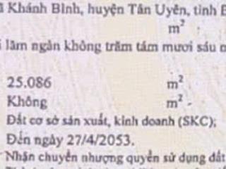 Cần bán gấp đất 25.000m2 skc xã khánh bình, tân uyên, tp. hcm,  0906 694 ***