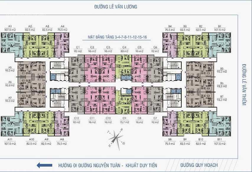 Bán căn 3 ngủ golden west lê văn thiêm 93m2