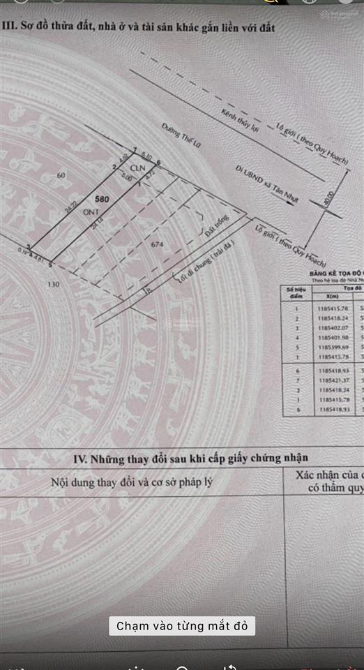 Bán nền đất mặt tiền đường thế lữ, xã tân nhựt. diện tích 5x29m2 có 114m2 đất ở, 0907 063 ***