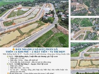 Cần bán 2 lô đất cực đẹp thôn 14 Kim Phú – mặt đường QL37 đi suối khoáng!