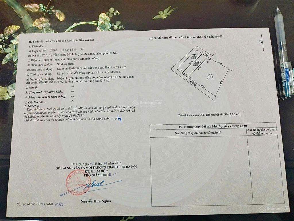 Chính chủ gửi bán lô đất 2 mặt tiền tổ 5 quang minh