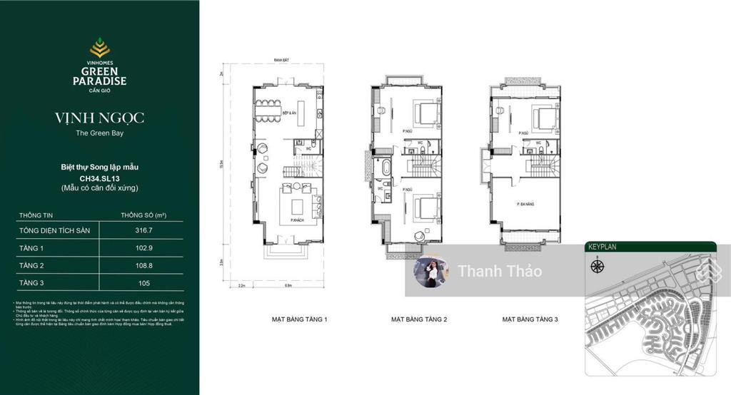 Bán căn bt song lập giá chỉ có 26 tỷ 272m2, view tòa tháp 108 tầng, mặt trước công viên sau biển