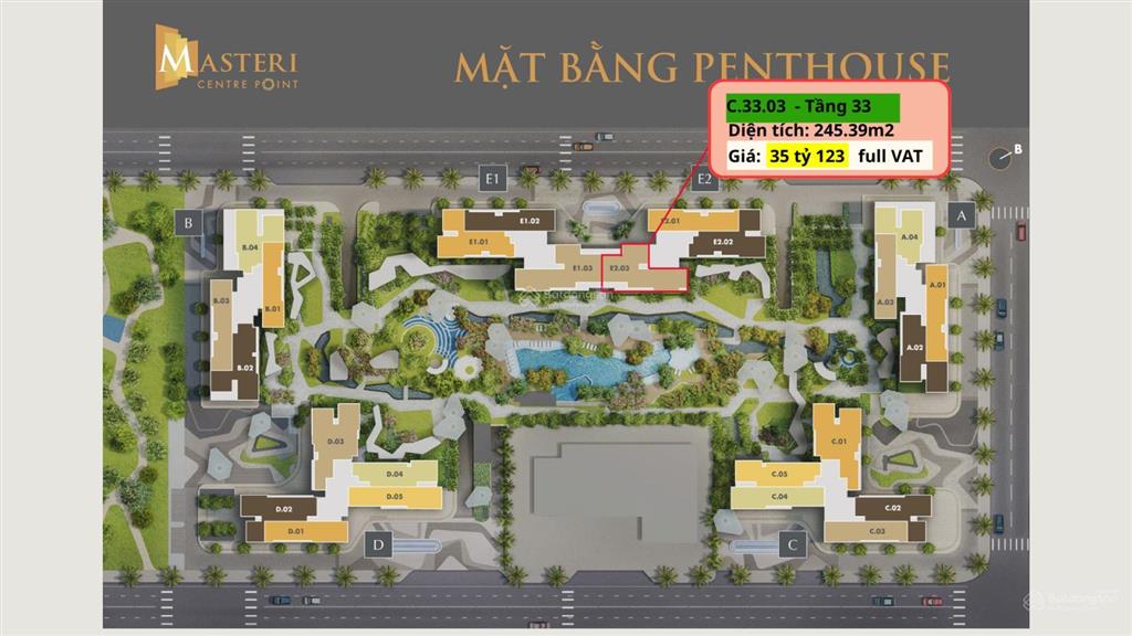 Penthouse tòa e, đông nam, diện tích 322  bán chỉ 28 tỷ 66 all in, masteri centre point, nhận ngay
