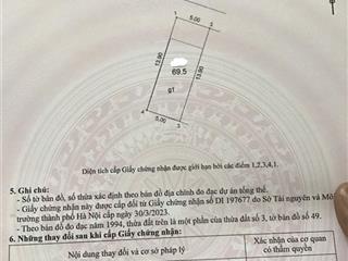 Bán nhanh 69,5m2  ngọc chi  vĩnh ngọc  ô tô ngủ trong đất