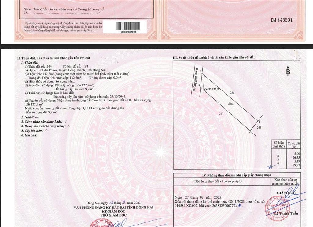 Bán đất ngay kcn an phước, diện tích 132m2, thổ cư, giá 1ty050 thương lượng