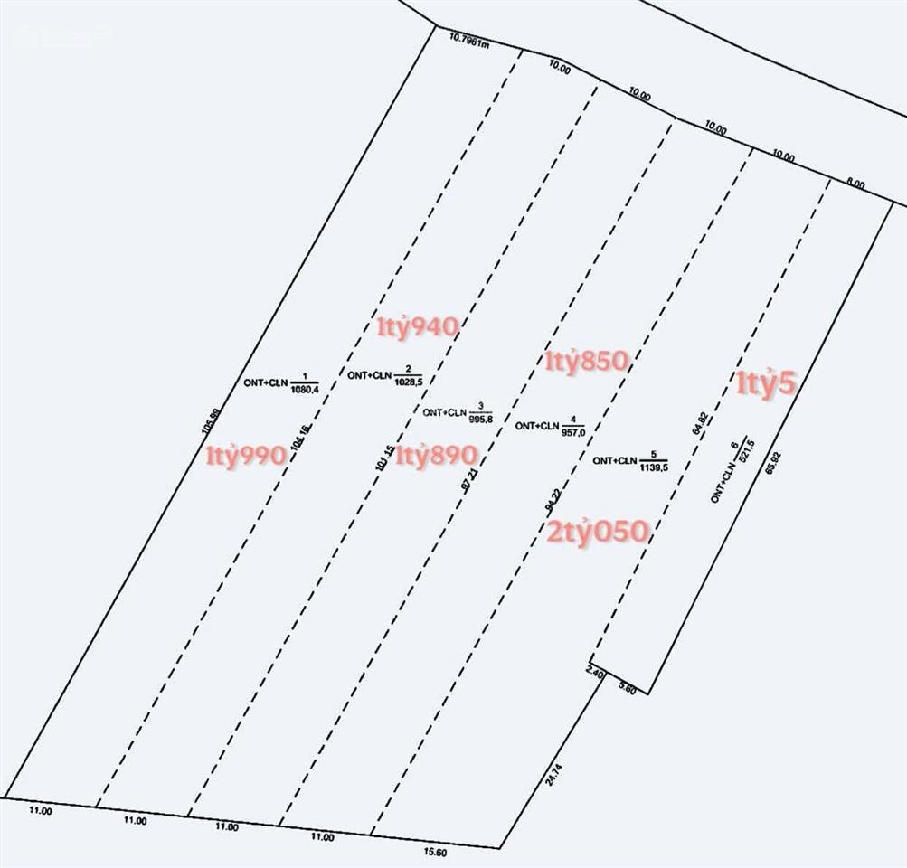 Cần bán sỉ hoặc lẻ 6 lô đất dt 500m2  1110m2 gần dự án lan anh 10. tại xã đá bạc châu đức brvt
