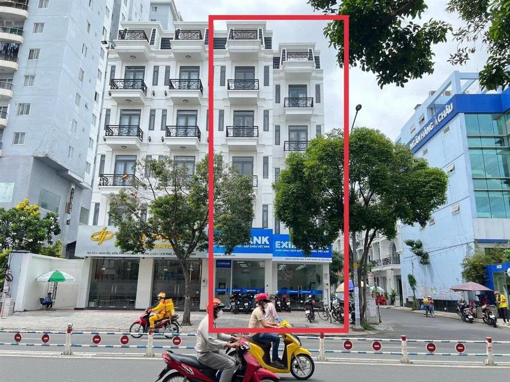 Siêu vị trí! góc 2mt nguyễn sơn, tân phú, 8x23m, trệt + 5 lầu hđt 135 triệu, giá 56.9 tỷ
