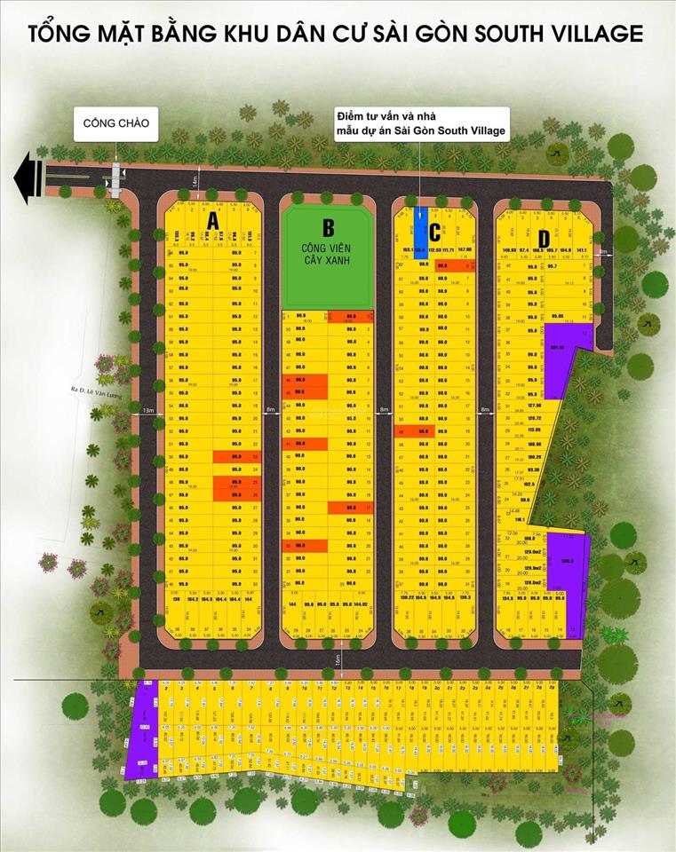 Bán đất 1181 lê văn lương, sài gòn south village 5x19m chỉ 75 tr/m2, sổ hồng, xây tự do không ngập