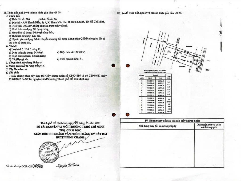 Bán đất mt đường thanh niên, xã phạm văn hai, bình chánh, dt 10x49m có 300m² thổ cư