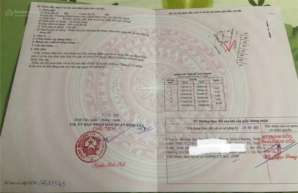 Bán lô góc 2mt hẻm 1028 tân kỳ tân quý, bình hưng hòa, bình tân, dt 62.2m