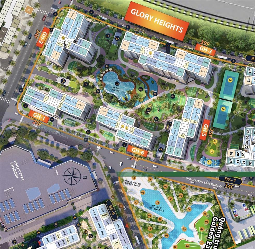 Bán căn hộ 2pn 2wc glory heights giá 3,5 tỷ 100%, view hồ bơi công viên 36ha, tầng trung hướng mát