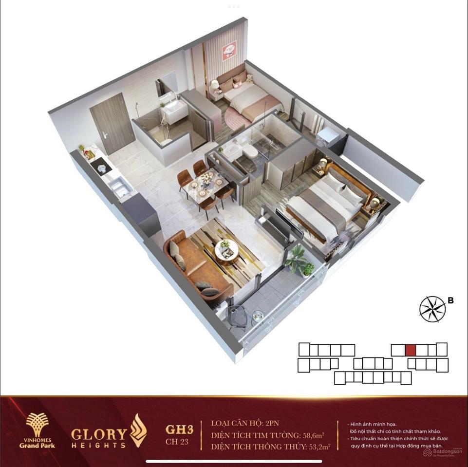 Bán căn hộ 2pn 2wc glory heights giá 3,5 tỷ 100%, view hồ bơi công viên 36ha, tầng trung hướng mát
