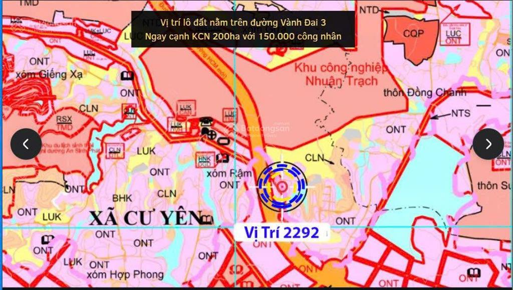Bán đất đẹp bám đường liên xã hai bên là quy hoạch kcn 213ha và đường hcm mới giá gần 20 tỷ