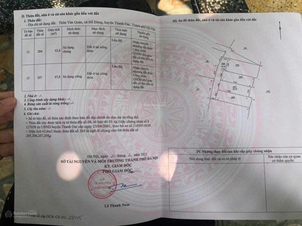 Cần bán 43m2 bình minh, thanh oai. ô tô vào đất, ngõ thông. 0977 497 ***