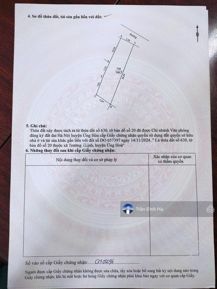 Đất hoa đường, trường thịnh, ứng hòa, 146m2, 3.8 tỷ hà nội.  0914 766 ***