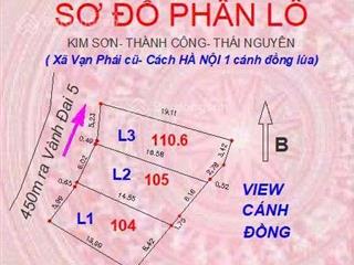 Cách sóc sơn đúng 1 cánh đồng. giá = 1 nửa sổ đỏ, thổ cư, view đồng. chỉ 400tr  105m2