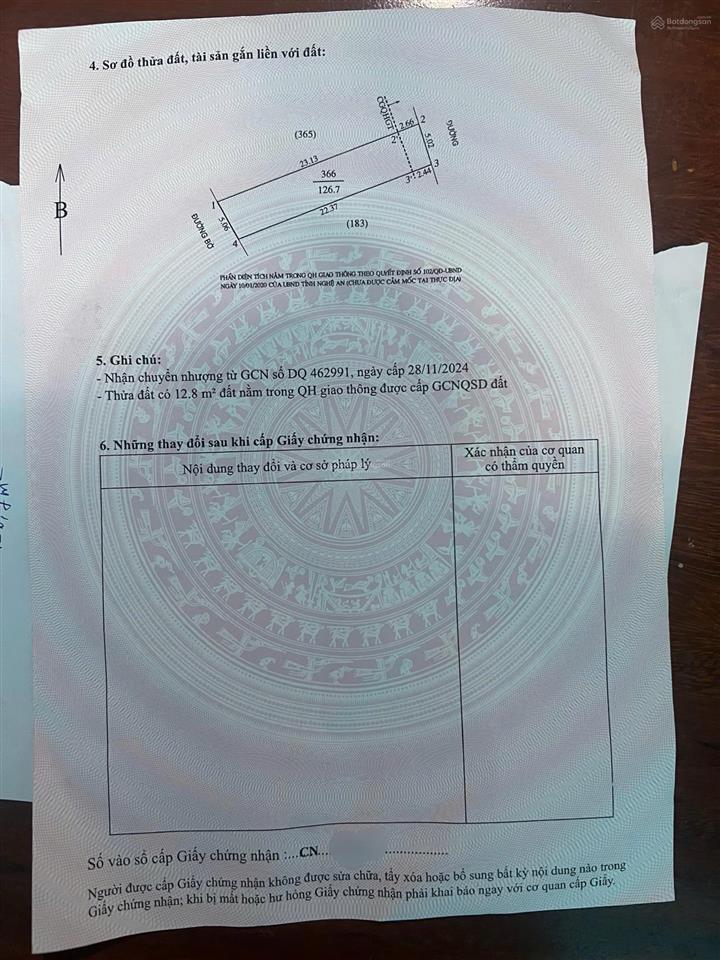 Chính chủ bán lô 126.7m² mặt đường lớn nghi ân gần sân bay vinh giá dưới 3xtr/m2