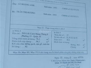 Bán nhà 595/11e cmt8 3x15m 1 lầu, vị trí đẹp, giá 4,5 tỷ