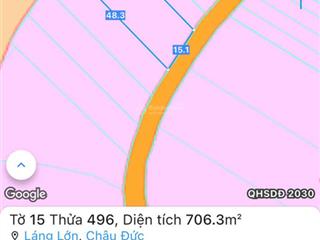 Bán đất thổ cư 706m² sổ riêng tại láng lớn, châu đức, giá chỉ 1,4 tỷ