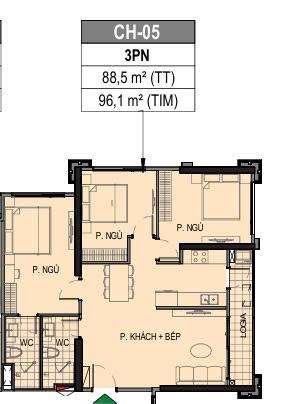 Chính chủ gửi bán căn 3 pn, trục 05 tòa paris 6, tầng trung, đông nam vinhomes.  0869 547 ***