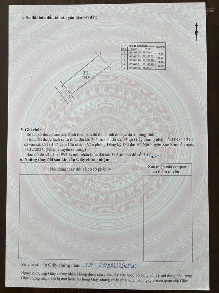 Cc em cần bán hoà vốn 126,9m2 thôn phú thịnh, minh phú