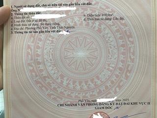 Chỉ 2 tỷ/lô  sở hữu ngay lô đất nền 100m2 kđt việt hàn(phổ yên) sổ đỏ lâu dài đối diện kcn samsung