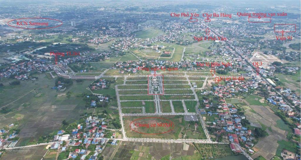 Chỉ 18 tr/m2 bán 2 lô đất nền lk29  07,08 kđt việt hàn(phổ yên) sổ đỏ lâu dài đối diện kcn samsung