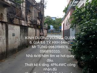 Bán gấp nhà kinh dương vương. quận 6. giá 8.6 tỷ. hxh 64m2.