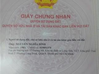 Bán đất 65m2 kdc việt nhân cầu lấp, nằm trên đường lò lu, trường thạnh, thủ đức