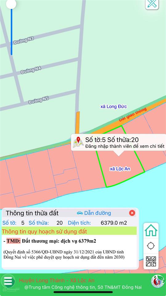 Bán đất lộc an, long thành sát kcn long đức. diện tích đất 6379m2 (có 300m2 đất ở nông thôn)
