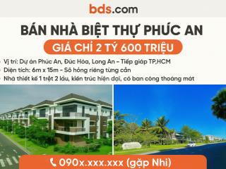 Bán gấp biệt thự phúc an vilass, 2,6 tỷ, 90m2,đức hòa, long an