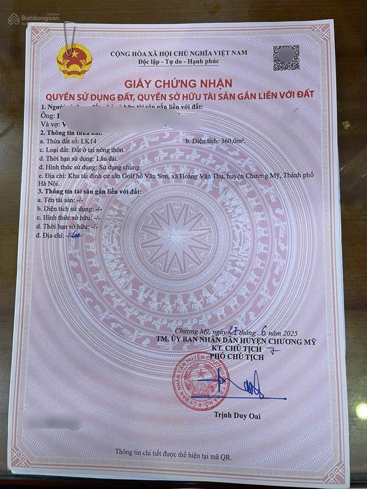 Chủ cần bán gấp lô đất 360 m2 full thổ cư  mặt view hồ vị trí đắc địa